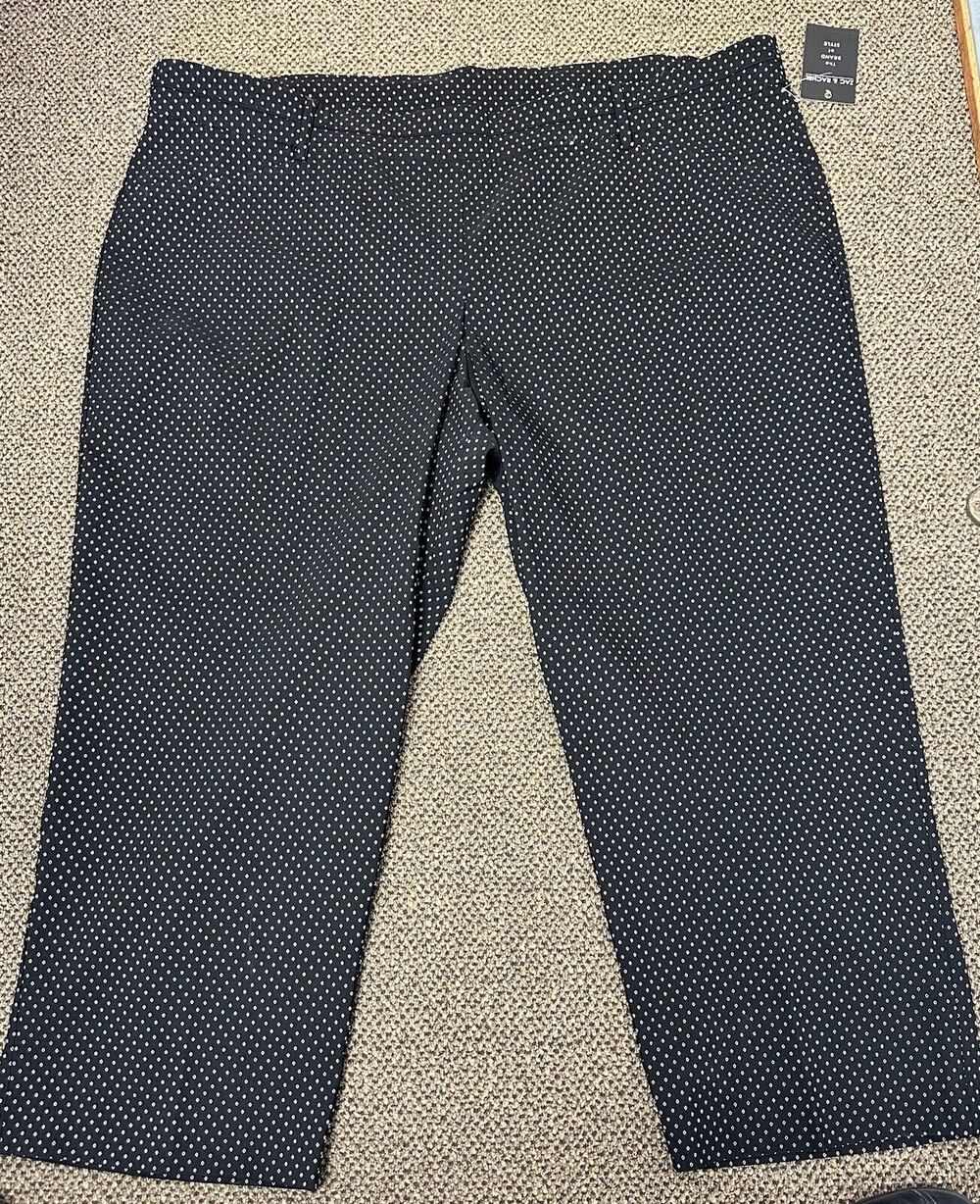 Zac and Rachel Women's Black/Ivory Dress Stretch PullOn Pants Plus Size 32W NEW